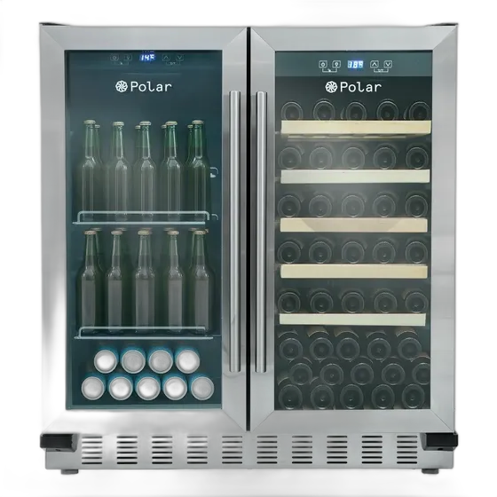Beer Center 2-in-1 Polar Weinkühlschrank Edelstahl Farbe Edelstahl