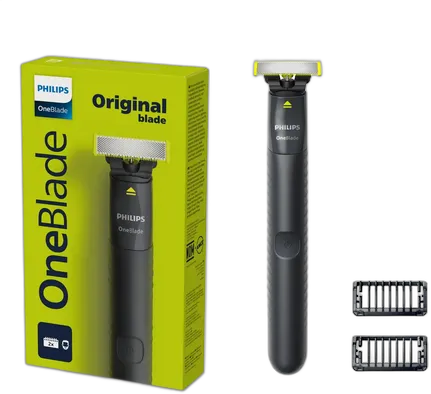 Philips Oneblade Elektrischer Rasierer Und Trimmer 2 Kämme, Kabellos Und Wasserdicht - Qp1424/10 Schwarz 127/220v
