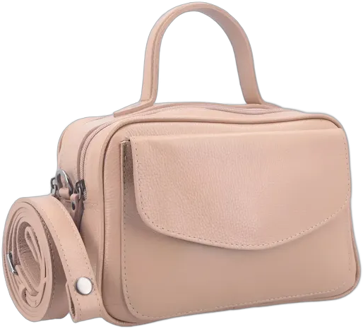 Bolso de Cuero Legítimo Mujer Tipo Baúl Color Beige