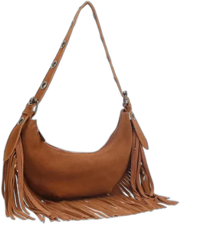 Bolsa Feminina De Couro Com Franja Caramelo