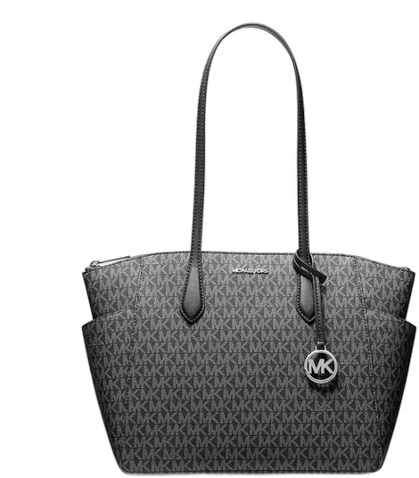 Michael Kors Marilyn Medium Signature Tasche Schwarz Schwarz Gemustert Metall