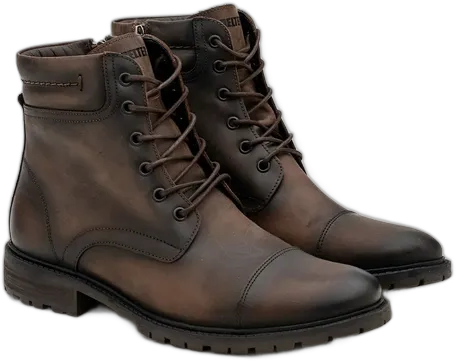 Herren-Schnürstiefel Leder Shelter Kurzer Schaft Braun