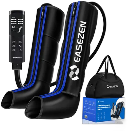 Pneumatischer Kompressionsstiefel Fußmassagegerät Tragbar Schwarz Mit Blauen Details