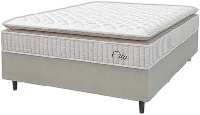 Boxspringbett Doppelmatratze Taschenfederkern City Pillow Top 138x188x61cm Weiß und Beige Hellen Weiß/BG