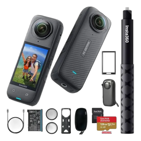 كاميرا حركة Insta360 X4 بدقة 8K مقاومة للماء 360 مع إكسسوارات
