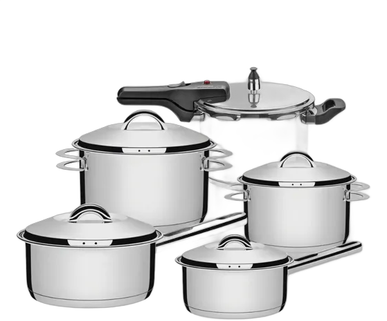 Set di Pentole Tramontina Acciaio Inox 5 Pezzi Con Pentola a Pressione