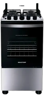 Cocina Brastemp 4 Quemadores Inox BFO4NBR - Bivolt Gris/Negro 127/220V
