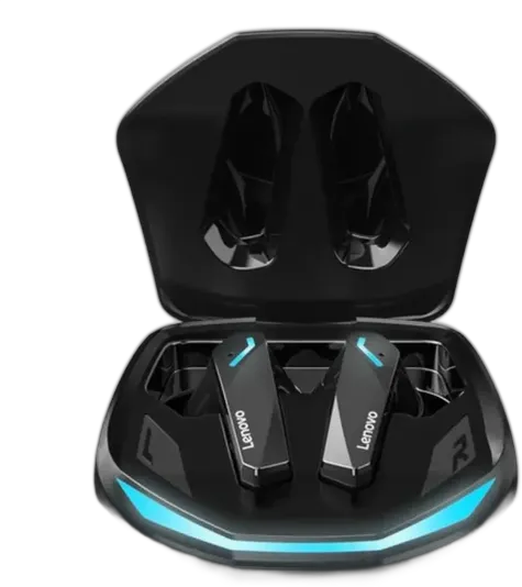 Fone gamer in-ear sem fio Lenovo TWS GM2 Pro preto luz LED azul som imersivo longa bateria
