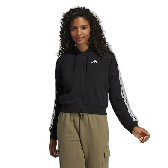 Jaket Sweatshirt Wanita Adidas Essential Tiga Garis Bertudung