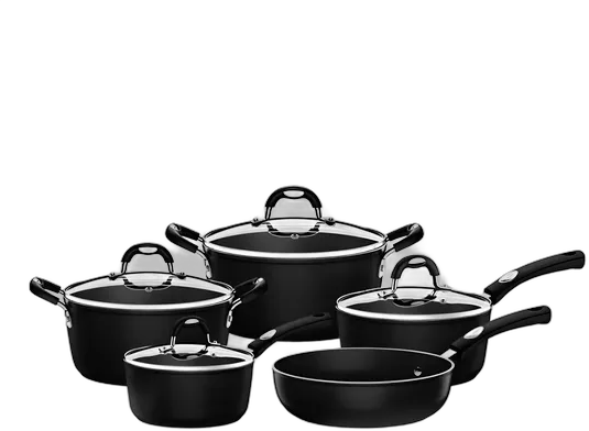 Set di Pentole Tramontina Mônaco in Alluminio con Rivestimento Interno ed Esterno in Starflon Premium Nero 05 Pezzi