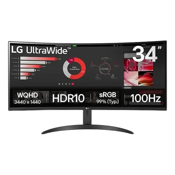Monitor Melengkung 34" Ultrawide WQHD 34WR50QK-B 100Hz HDR10 LG
