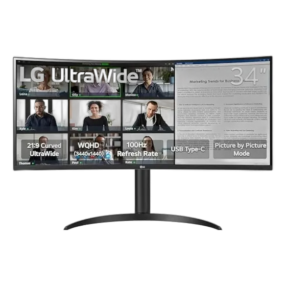 Monitor Komputer Melengkung LG 34WR55QK-B WQHD - Hitam