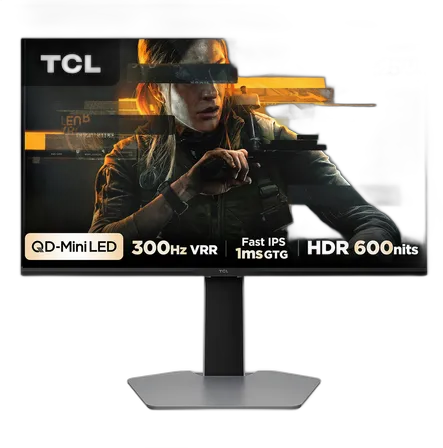 TCL Gaming-Monitor 25 Zoll QLED Mini LED Full HD G64 300Hz 1ms (GtG) FreeSync HDR 600 Nits 25G64 Schwarz