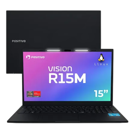 Positivo Vision R15M Laptop mit Mini-Display AMD Ryzen 7-5825U, 16GB RAM und 256GB SSD Schwarz