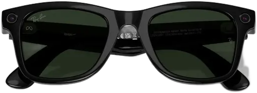 Kacamata Ray-Ban Meta Wayfarer - Gen2 Hitam Mengkilap / Trans. Gph. Hijau Transitions Graph. Green Shiny Black