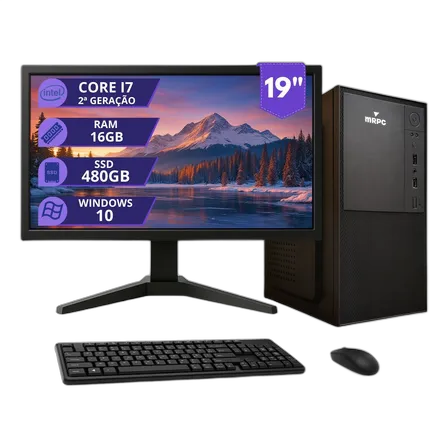 PC Computadora Completa Intel i7 16GB SSD 480GB Monitor 19 480GB 16GB Tarjeta de Video Integrada