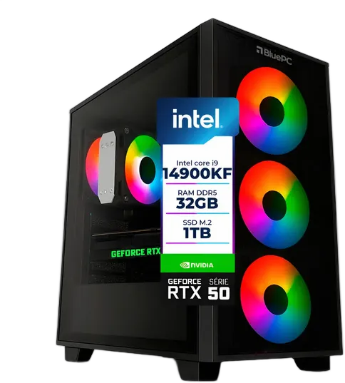 PC Gaming|Workstation - AURA by BluePC, Intel Core i9 14900KF, Scheda madre B760, GeForce RTX 5070 Ti 16GB GDDR7, 32GB DDR5, SSD PCIe 1TB, Alimentatore 750W, Gioca, Crea, Modifica, Sviluppa - PGBP-AUR170