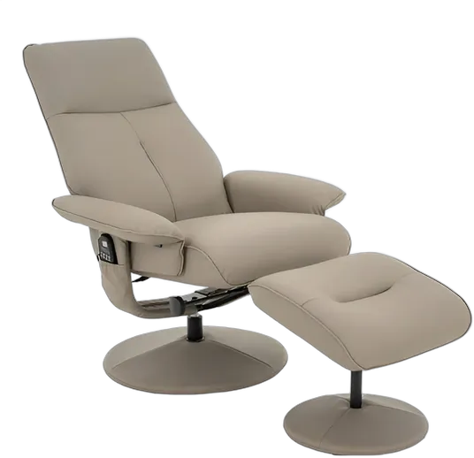 Arizona Massage Armchair with Footrest, Taupe PU Leather
