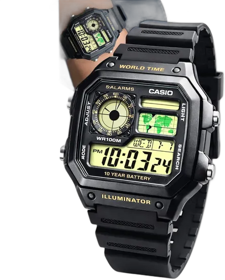 Casio Herren Digital Armbanduhr Schwarz 10 Jahre Batterie Wasserdicht 100 Meter