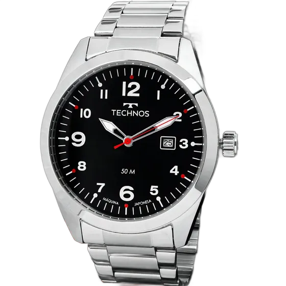 Relรณgio Technos Masculino Militar Preto 50m Quartzo com Calendรกrio