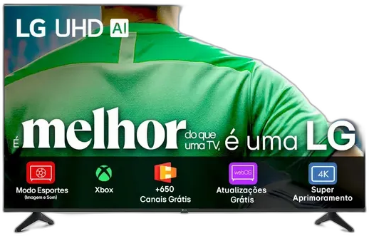 Smart TV LG UHD AI UA75 65 polegadas HDR10 Pro Processador α7 AI Ger8 webOS 25