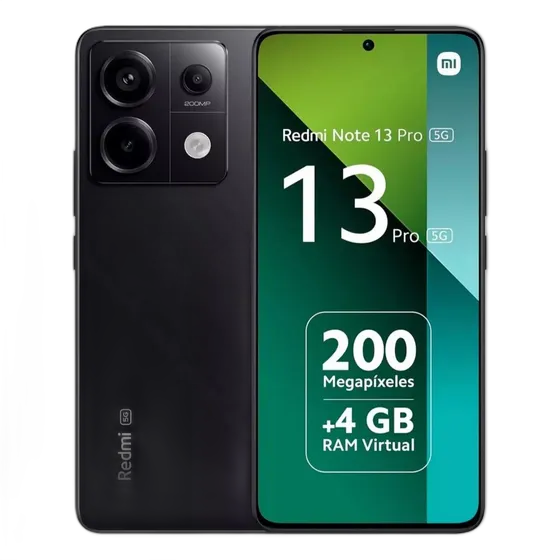 هاتف ذكي Redmi Note 13 Pro 5G 256GB ذاكرة 8GB مع NFC + أسود (جديد بعلبة مفتوحة)