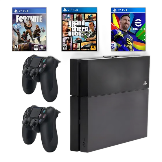 Sony PlayStation 4 500GB Farbe Onyx-Schwarz + Spiele + 2 Controller (Generalüberholt)