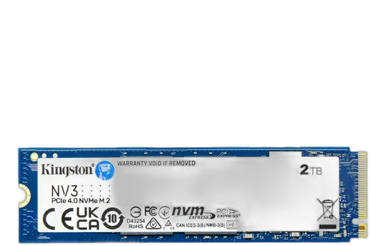 SSD M.2 NVMe 2280 Kingston 2TB NV3 SNV3S/2000G PCIe Gen 4.0 Formato M.2 2280 Velocità di Lettura Fino a 6000 MB/s e Scrittura Fino a 5000 MB/s Blu