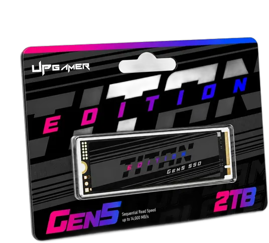 SSD NVMe M.2 2280 PCIe Gen5 2TB Lesen Bis zu 14,000MB/s Schreiben Bis zu 13,000MB/s Kompatibel mit PS5 Computer PC Notebook - Up Gamer Titan Edition Schwarz