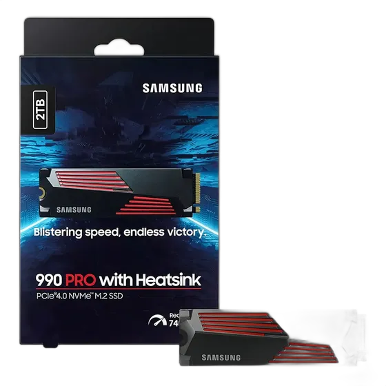 SSD Samsung 990 PRO 2TB Kühlkörper M.2 2280 NVMe PCIe Gen4, bis zu 7450MB/s Lesen und 6900MB/s Schreiben, kompatibel mit PlayStation 5 - MZ-V9P2T0CW
