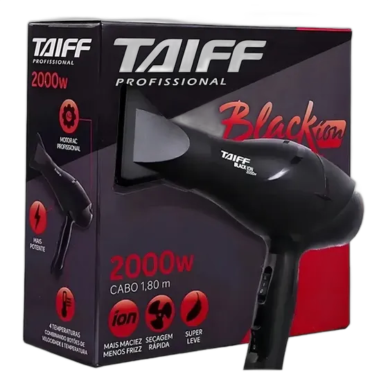Taiff Professional Black Ion Haartrockner 2000 Watt