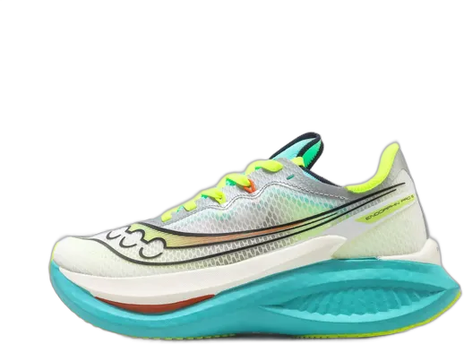 Saucony White Turquoise Fluor Carbon Marathon Running Shoes
