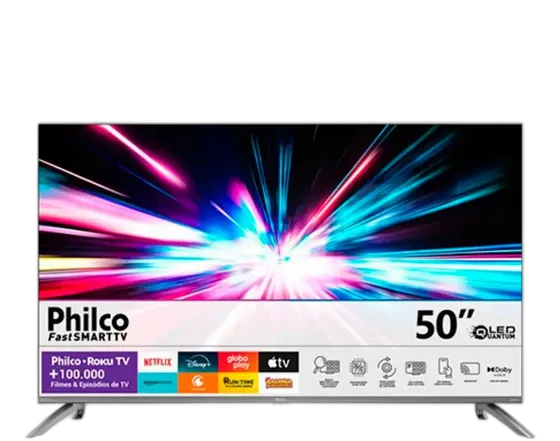 Tv Smart 50 Polegadas Philco Qled 4k Roku Integrado C/ Alexa